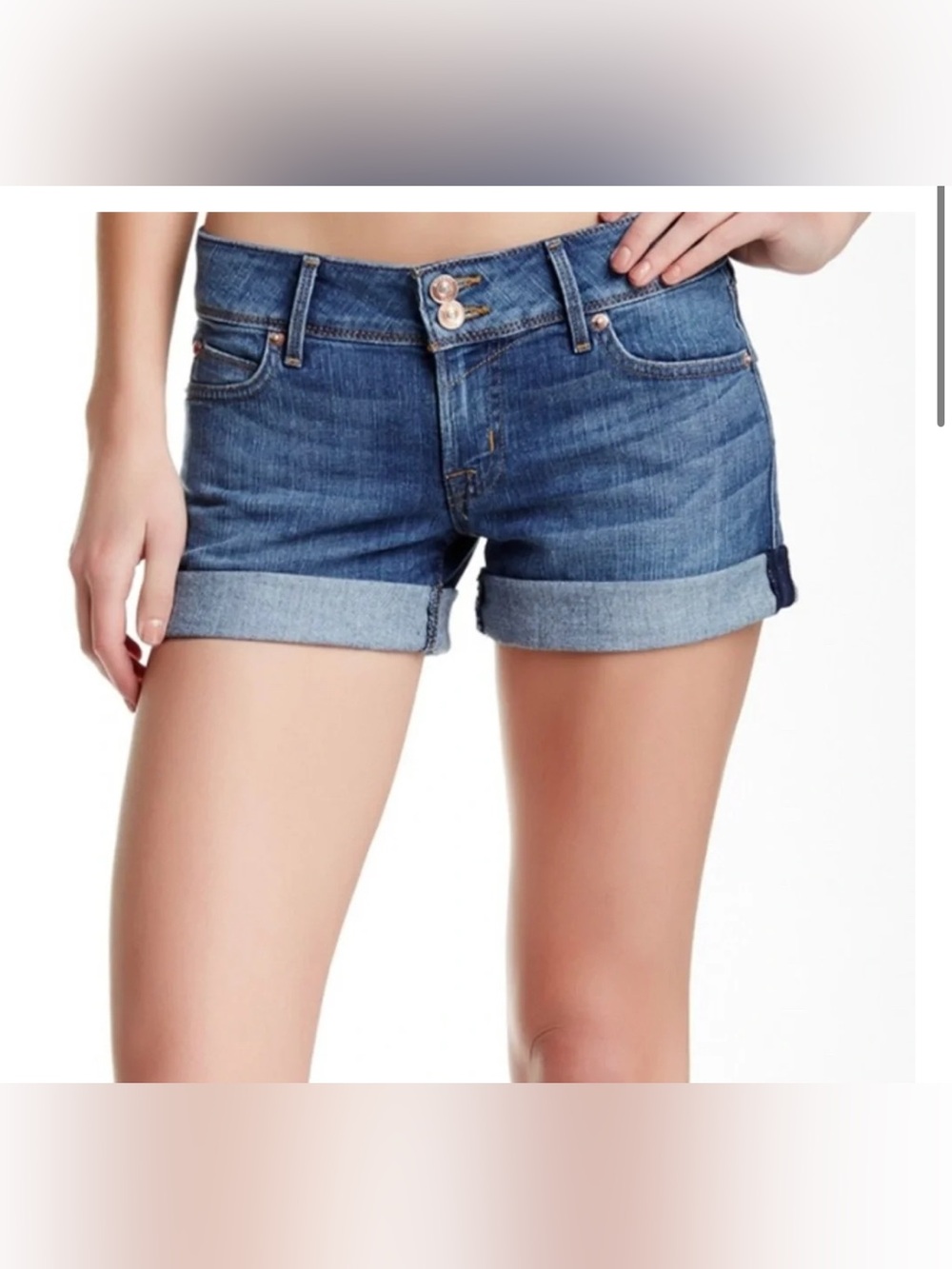 Hudson icon blue croxley mid thigh denim shorts